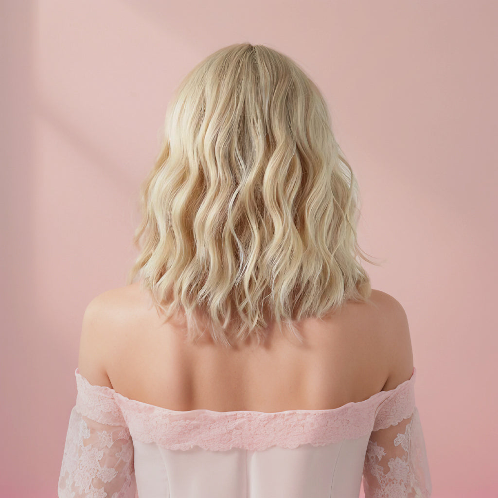 Lauren Blonde Wavy Bob Wig with Bangs