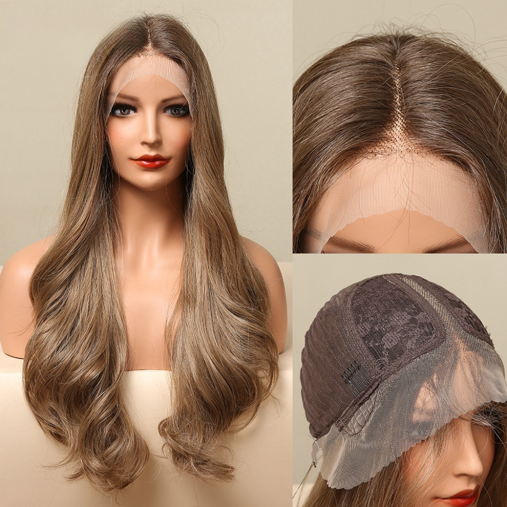 Brown Front Lace Long Wavy Wig