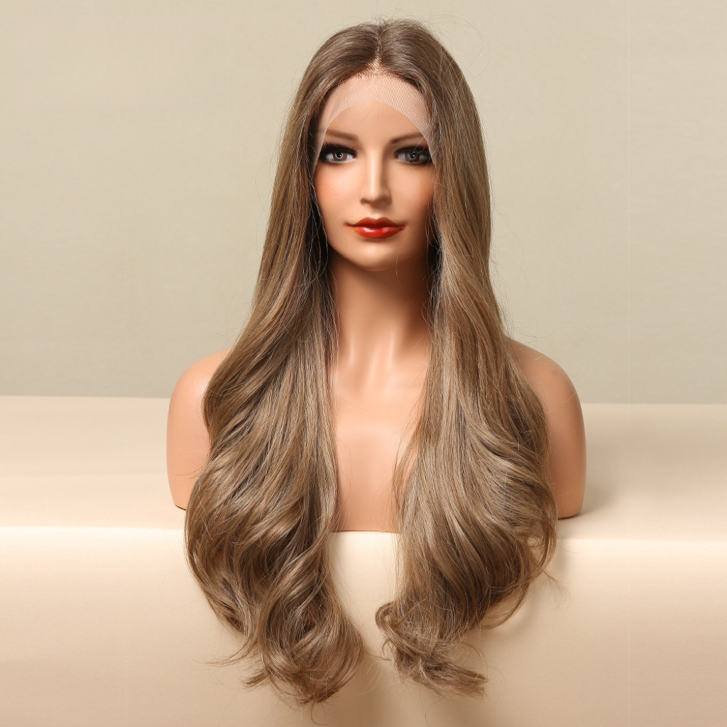 Brown Front Lace Long Wavy Wig