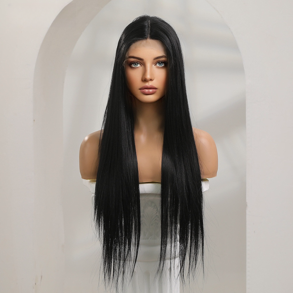 Black Straight Front Lace Wig