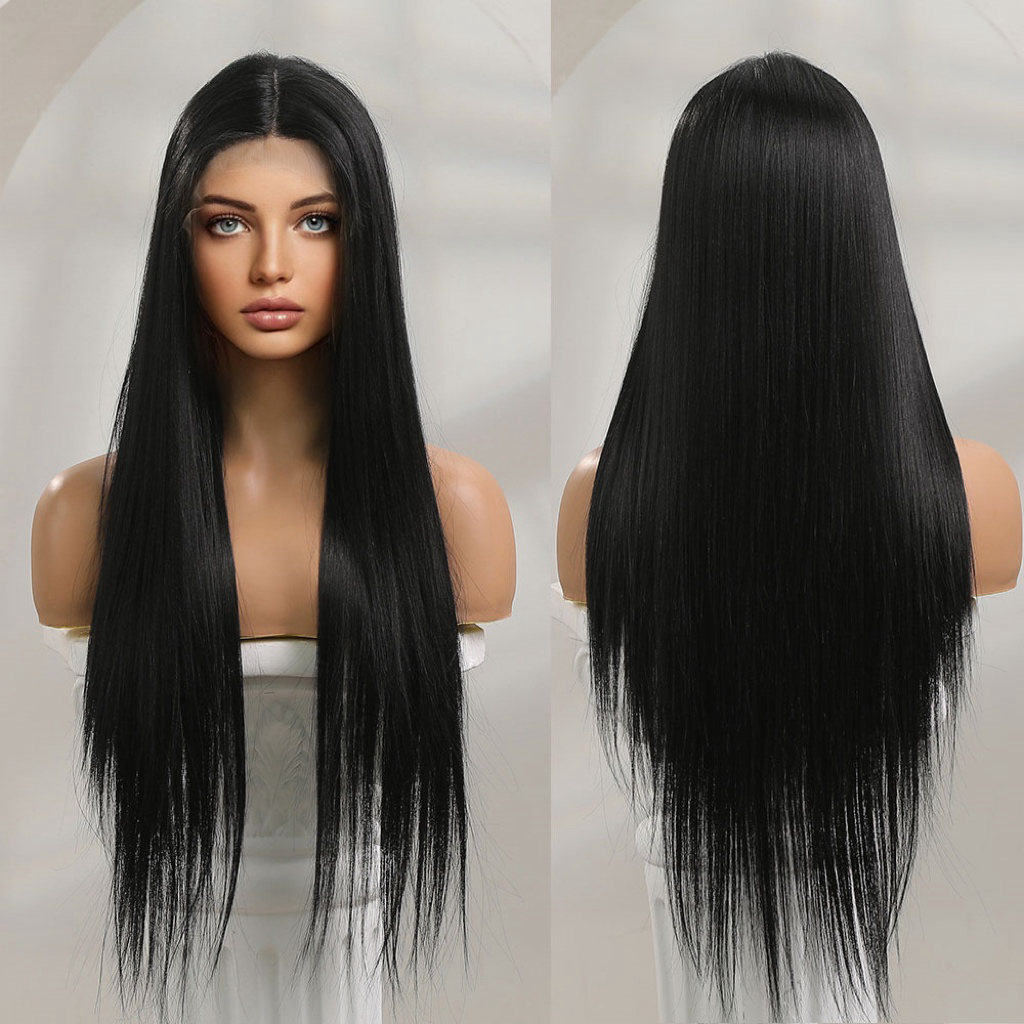 Black Straight Front Lace Wig