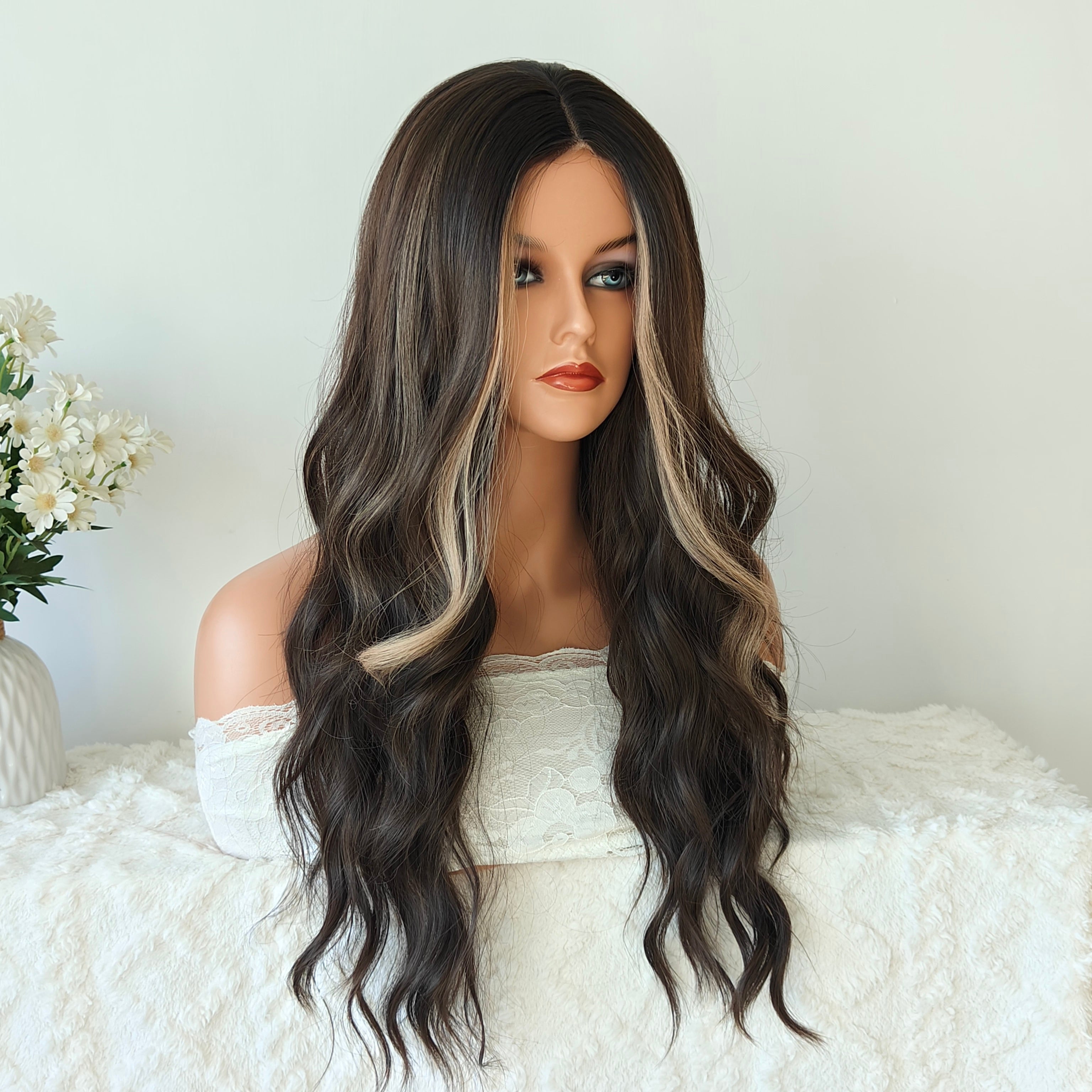 Abigail  Brown Wavy Long Wig Without Bangs