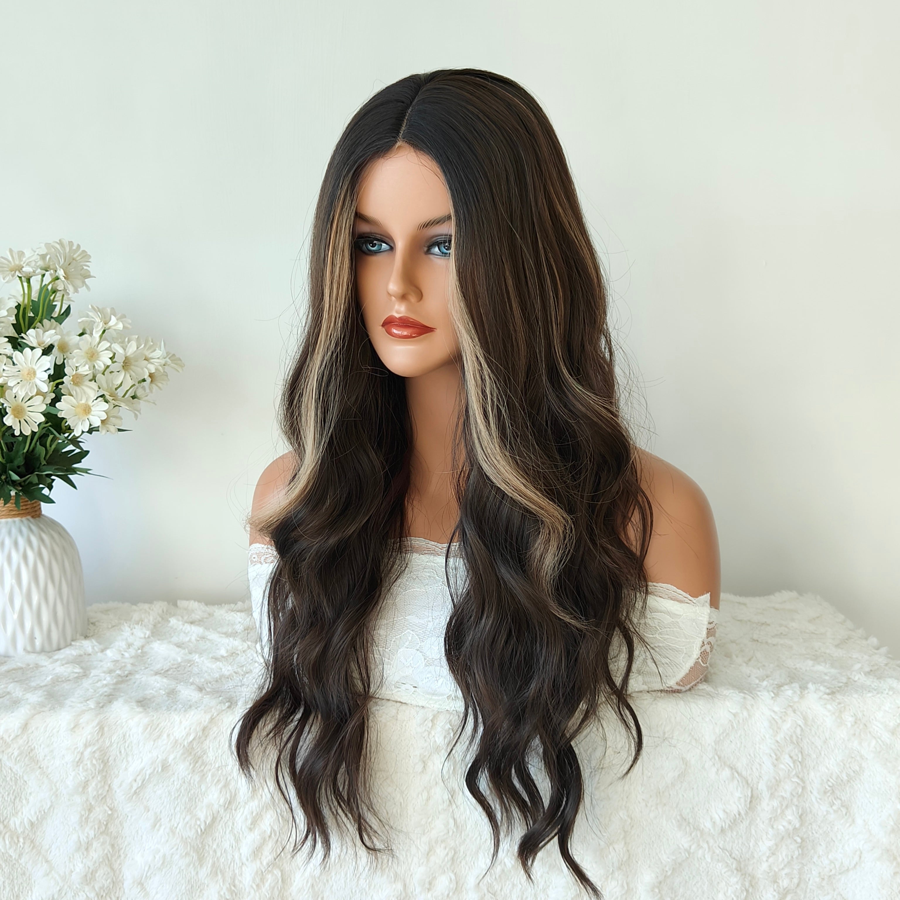 Abigail  Brown Wavy Long Wig Without Bangs