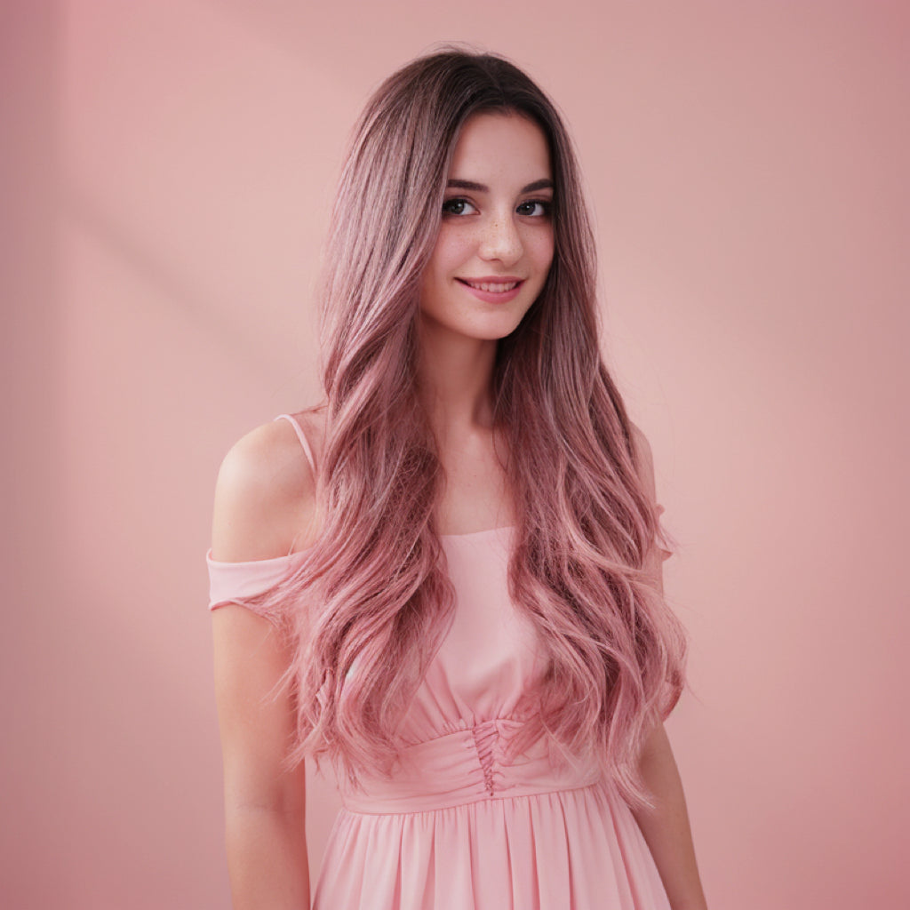 Hailey Pink mixed Black Long Wavy Wig