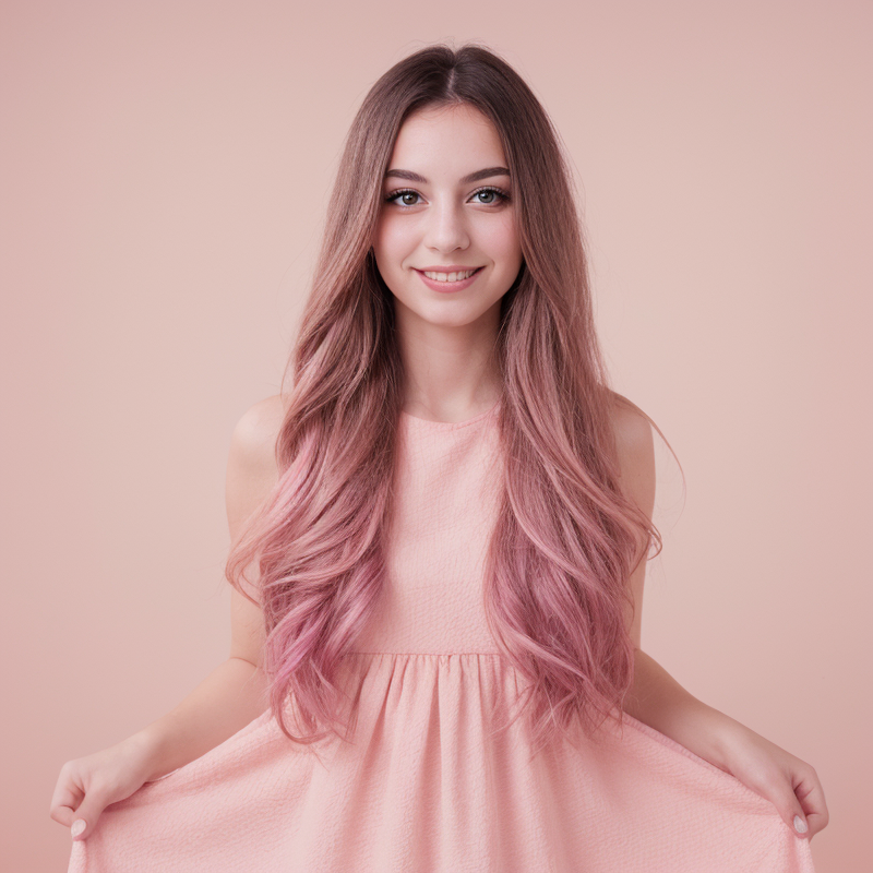 Hailey Pink mixed Black Long Wavy Wig