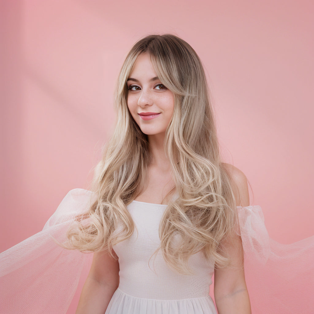 Ella Blonde Long Wavy Wig with Bangs