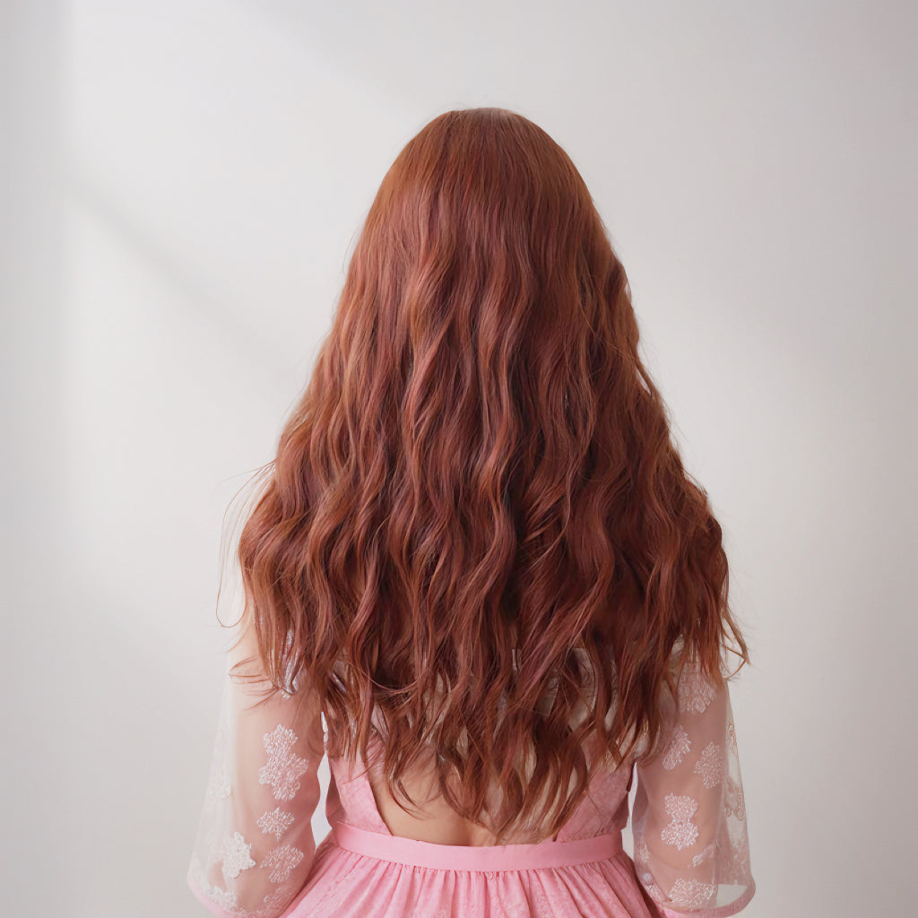 Red Brown Long Wig with bangs Lily