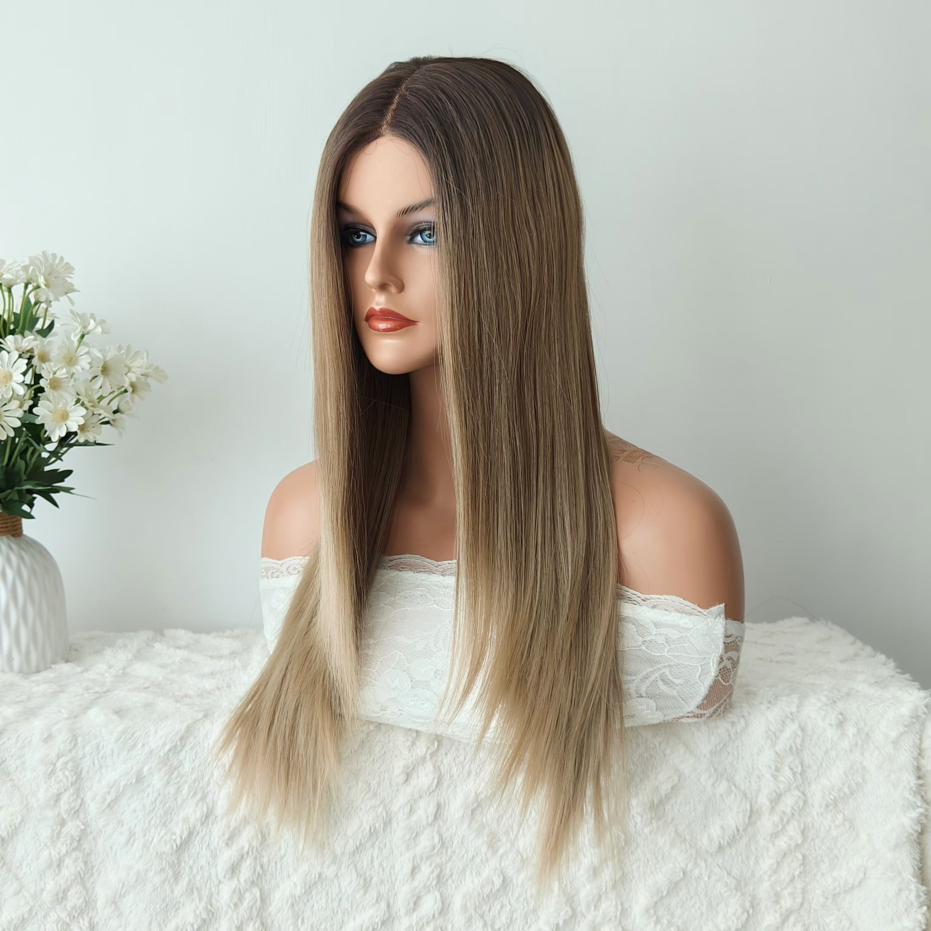 Aria Brown Long Straight Front Lace Wig