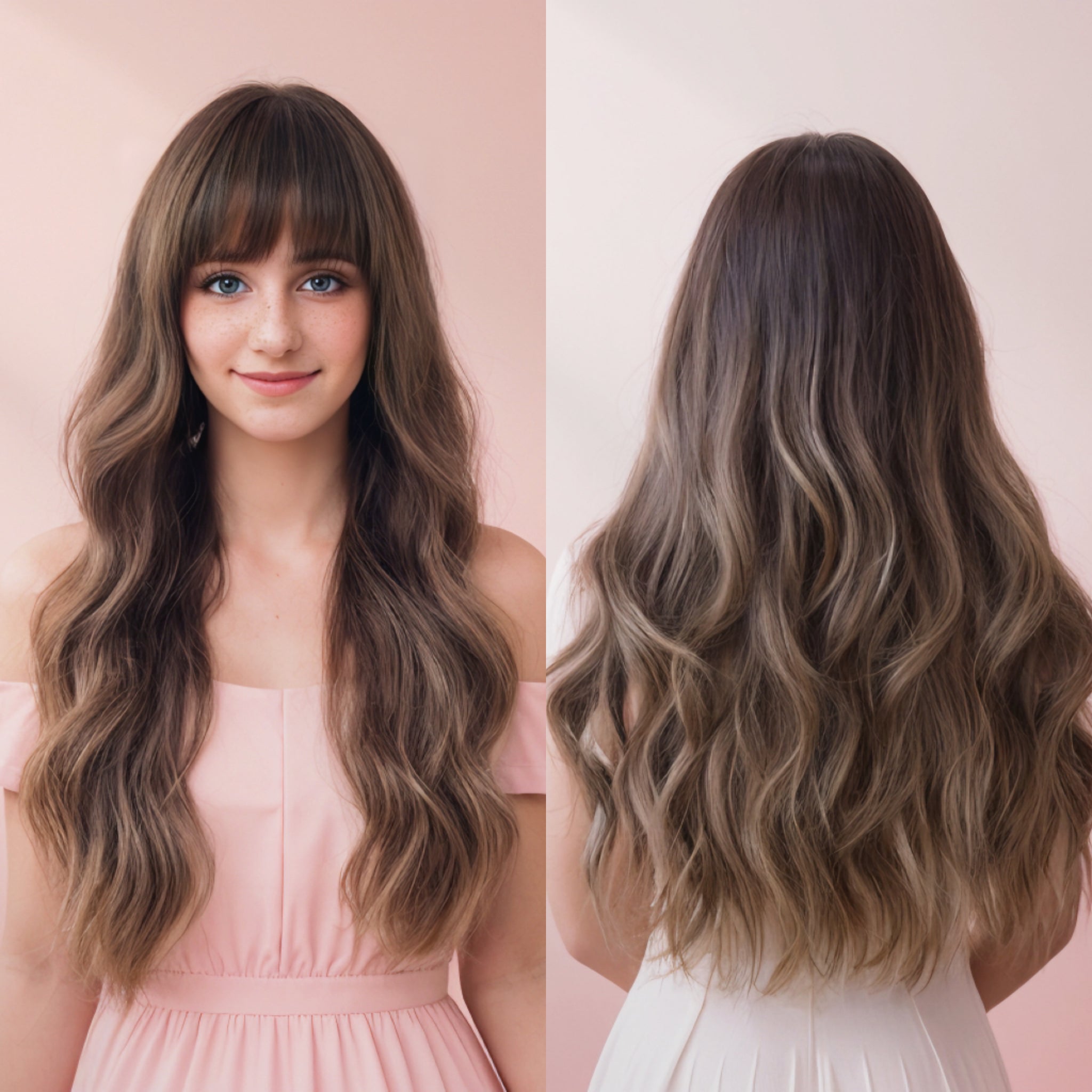 Taylor Brown Long Wavy Wig with Bangs