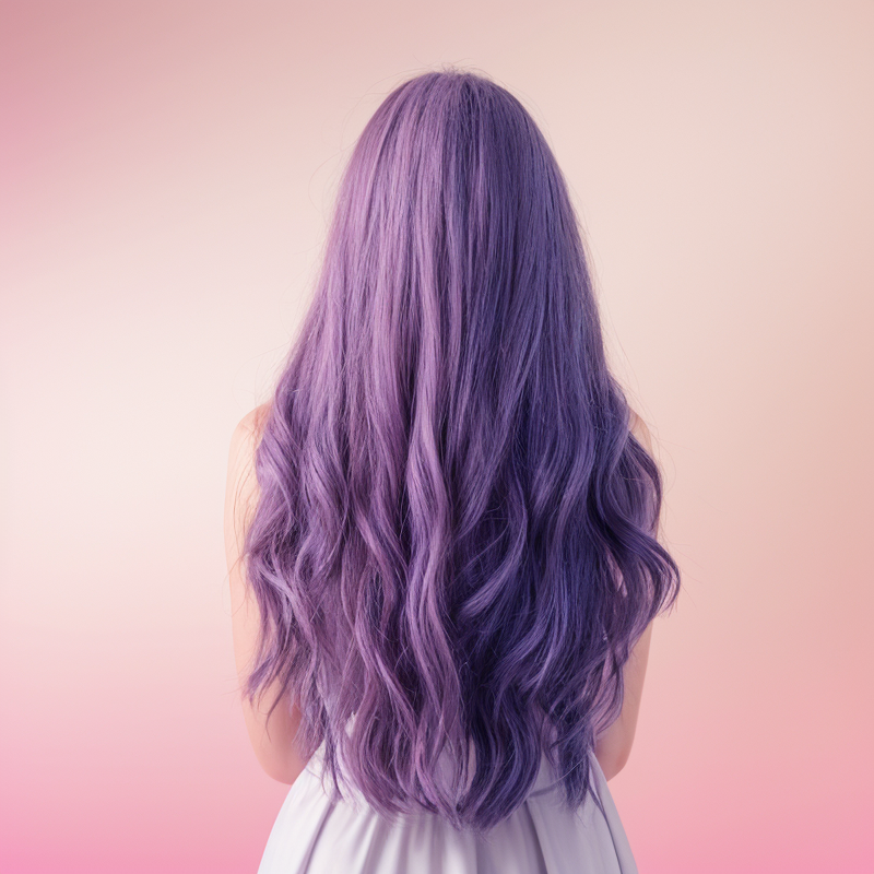 Purple Long Wave Wig with Bangs