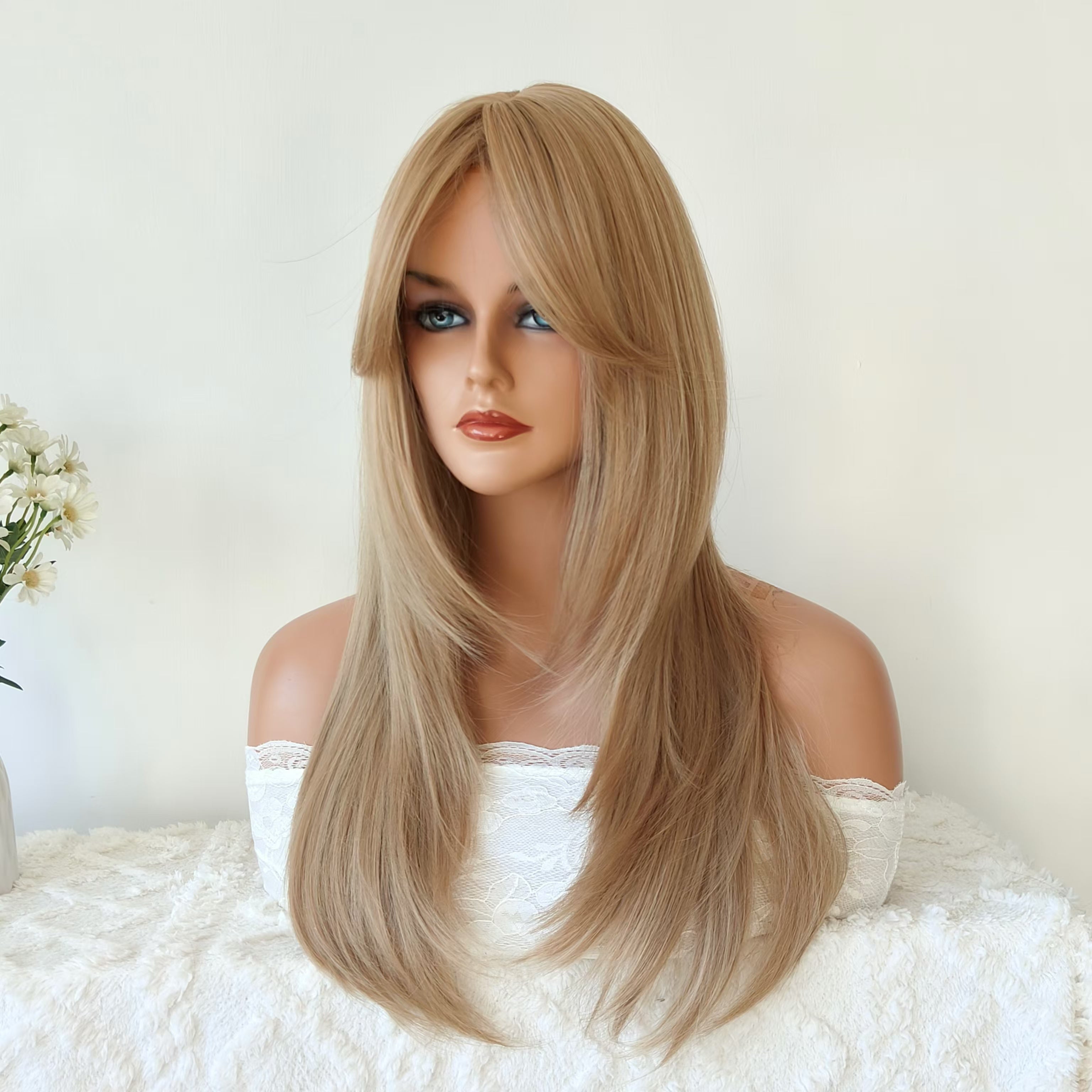 Scarlett Blonde Long Wig with Curtain Bangs