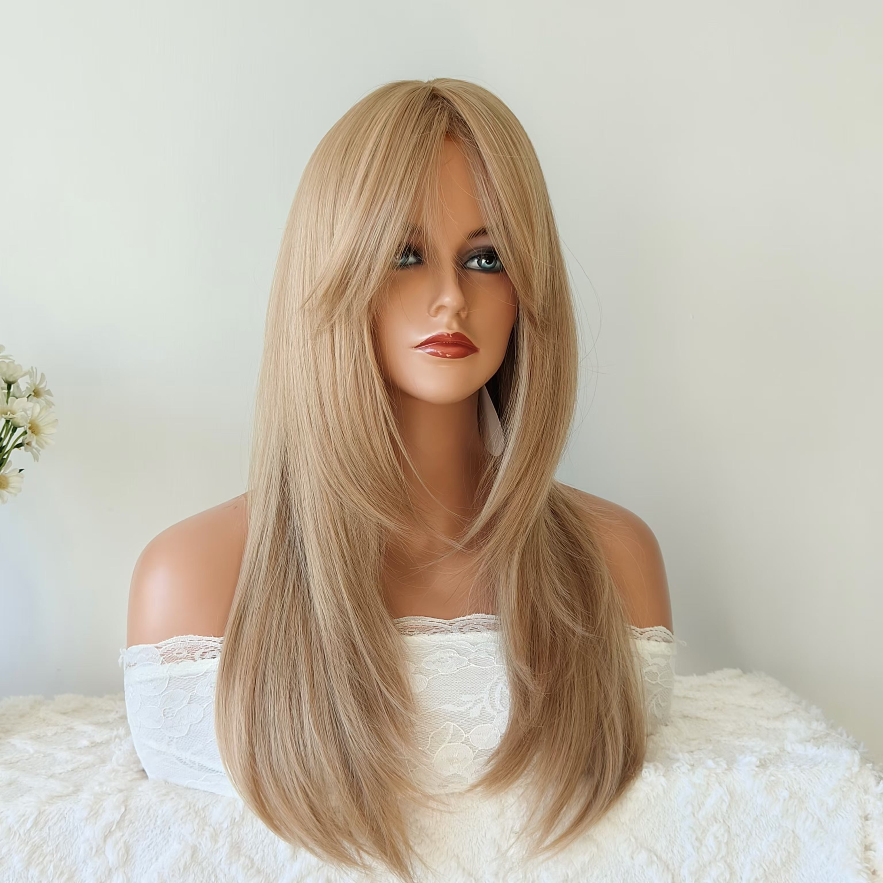 Scarlett Blonde Long Wig with Curtain Bangs