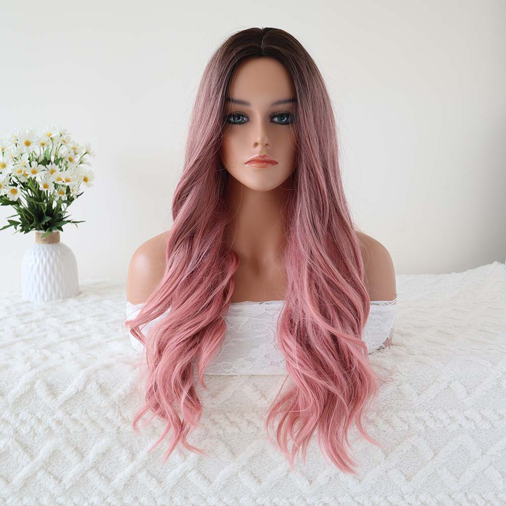 Hailey Pink mixed Black Long Wavy Wig