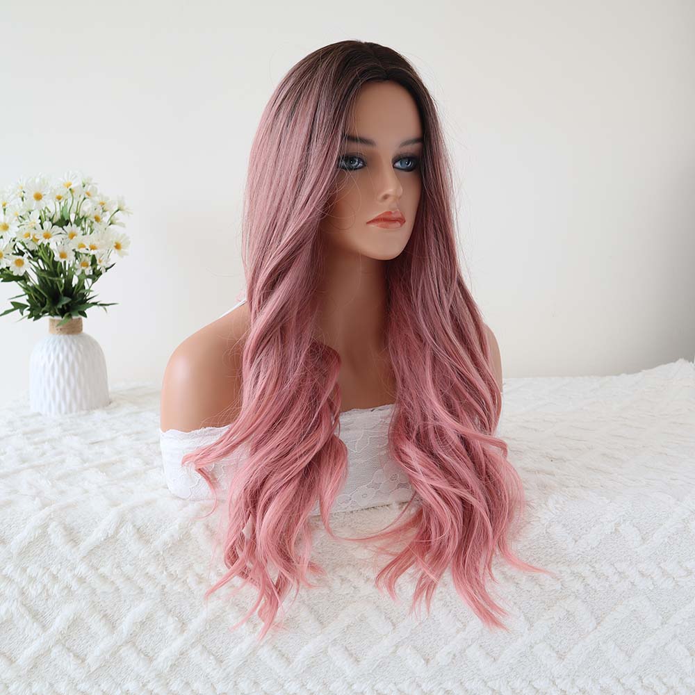 Hailey Pink mixed Black Long Wavy Wig