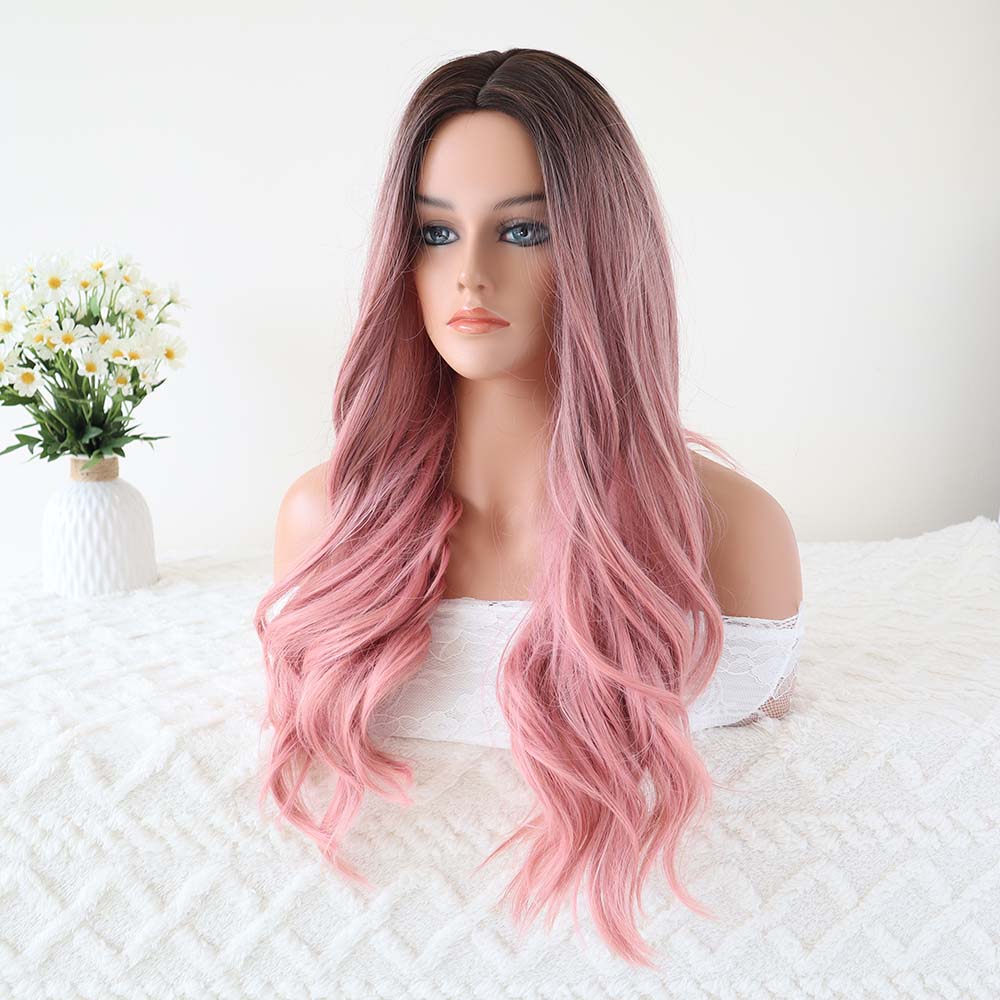 Hailey Pink mixed Black Long Wavy Wig