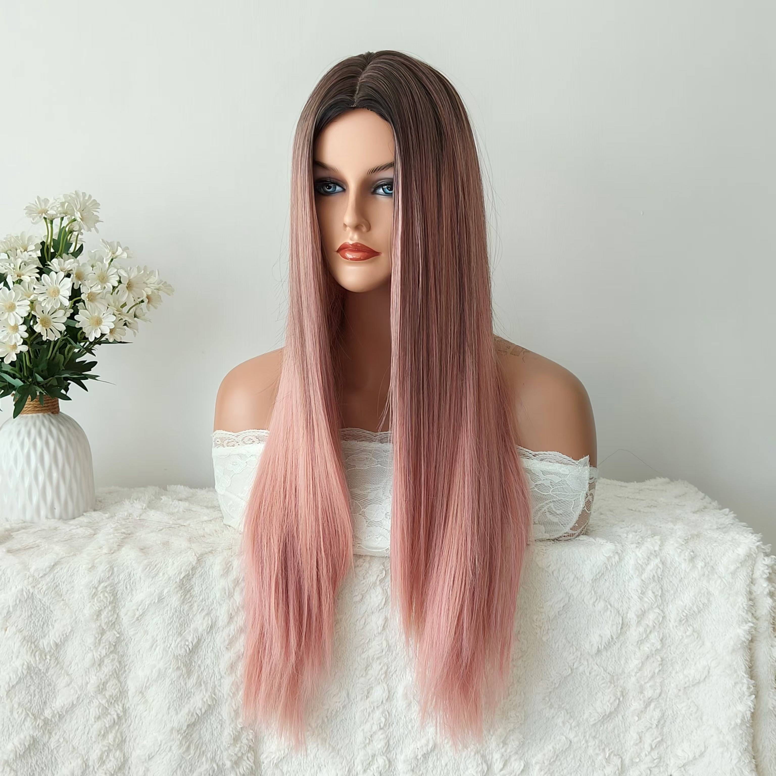 Maya Pink mixed Black Straight Wig