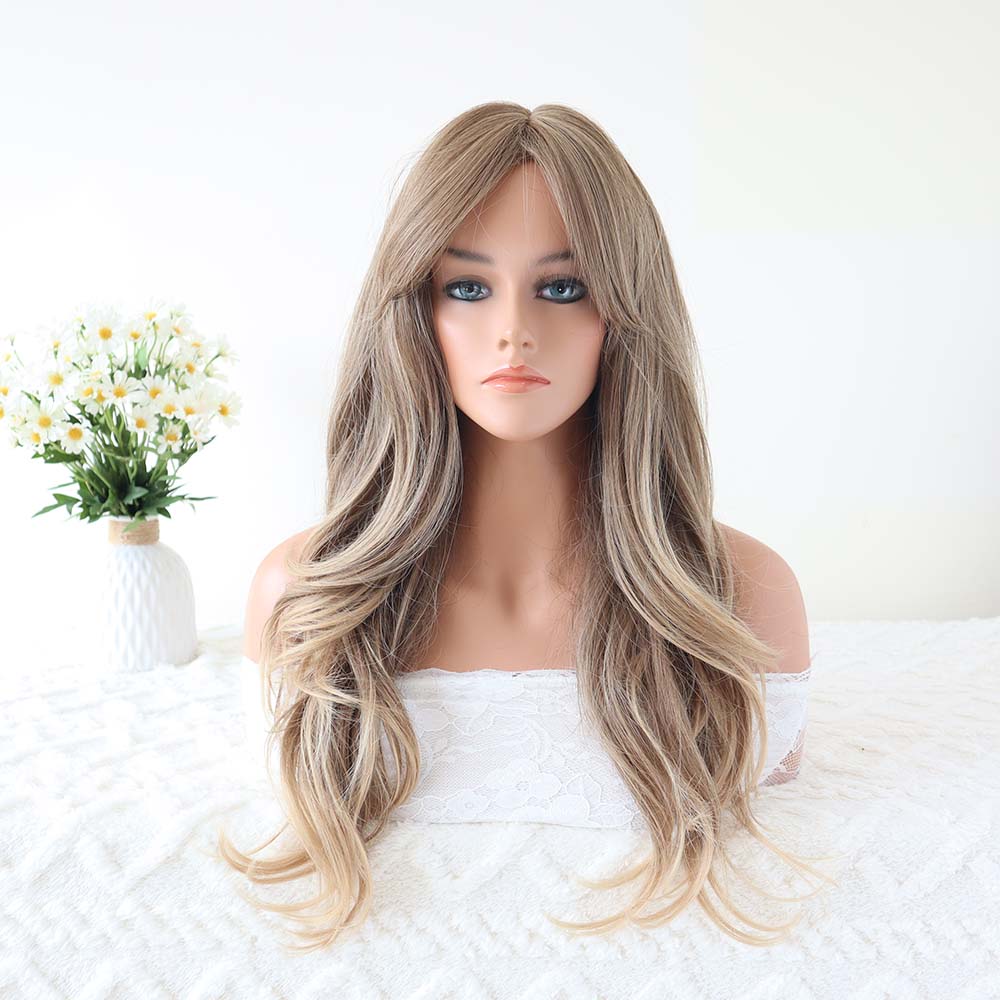 Ashley Brown Wavy Wig with Bangs