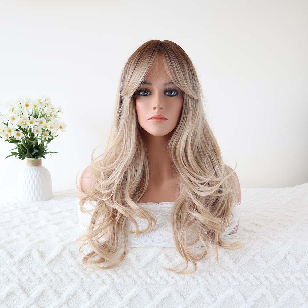 Ella Blonde Long Wavy Wig with Bangs