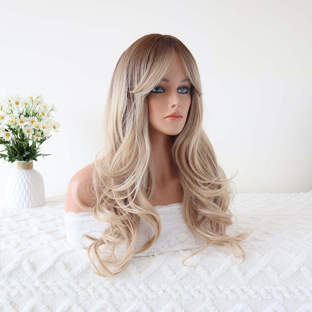 Ella Blonde Long Wavy Wig with Bangs