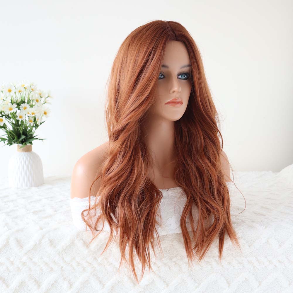 Lillian Red Brown Long Wavy Wig