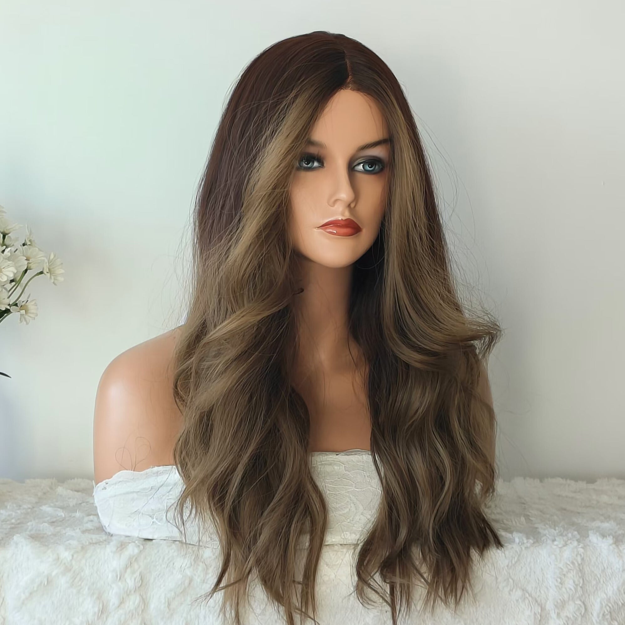 Aurora Brown Long Wavy Front Lace Wig