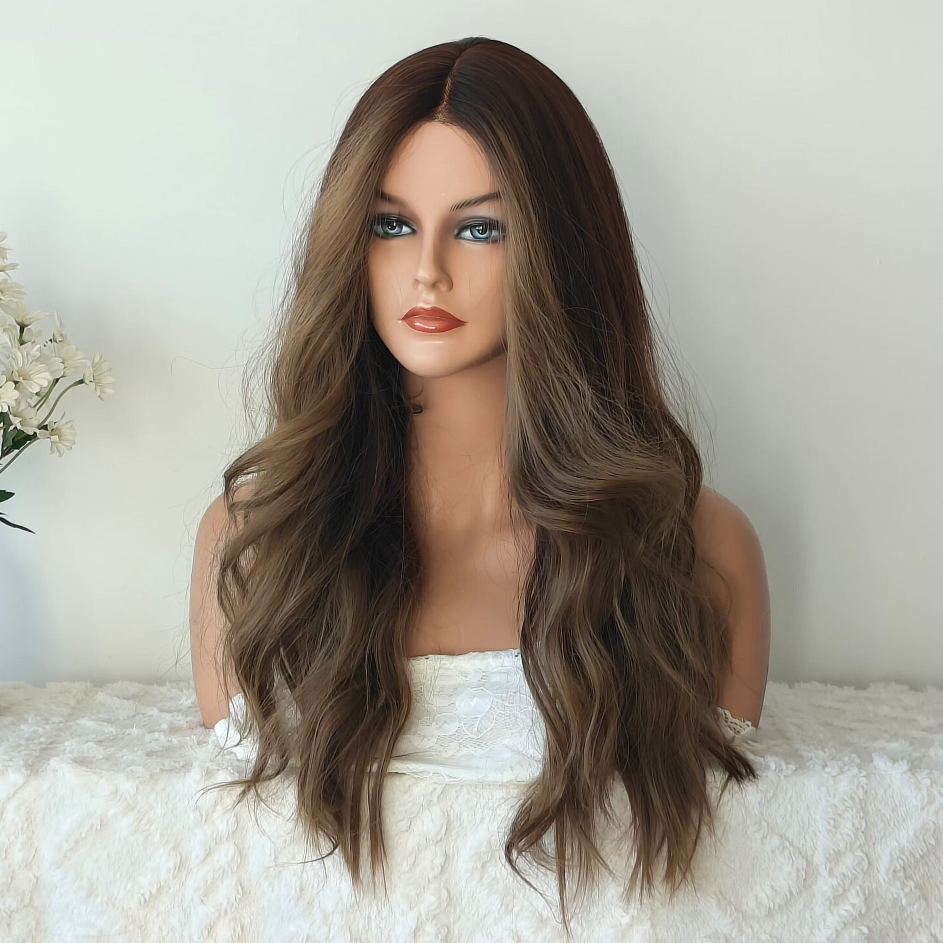 Aurora Brown Long Wavy Front Lace Wig