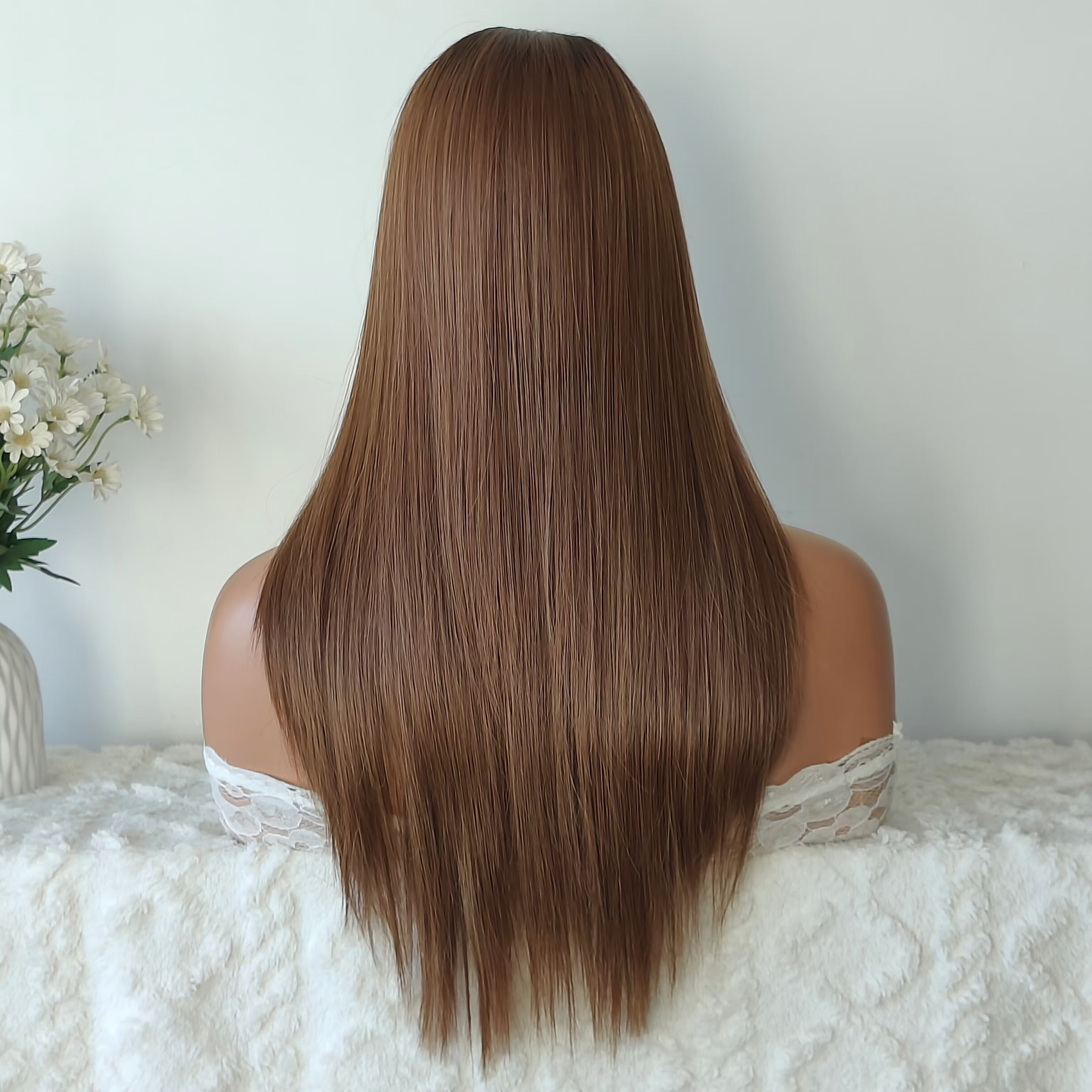 Chloe Brown Long Straight Front Lace Wig