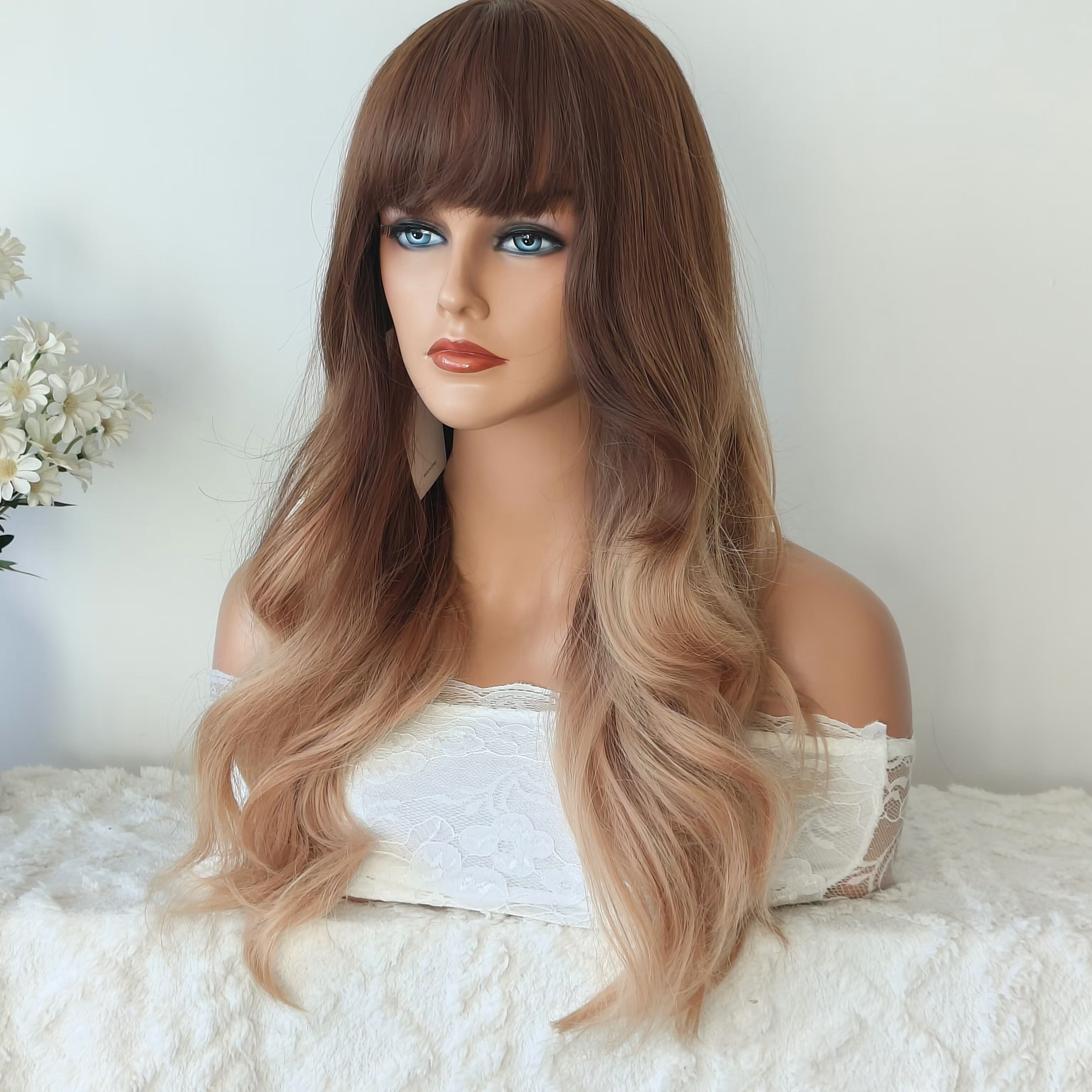 Isabella Blonde Long Wavy Wig with Bangs