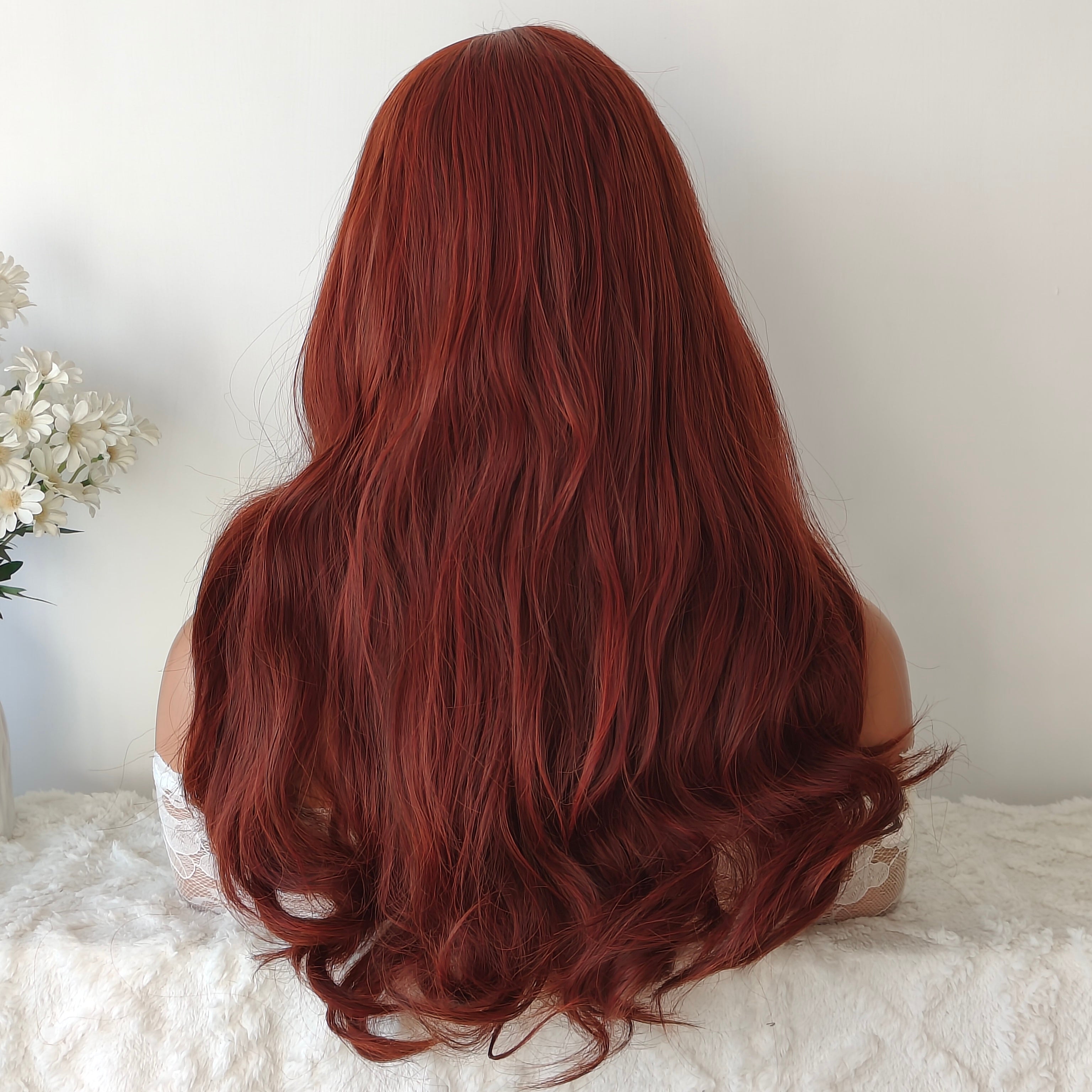 Olivia 26 Inches Red Long Wavy Wig with Bangs Anna