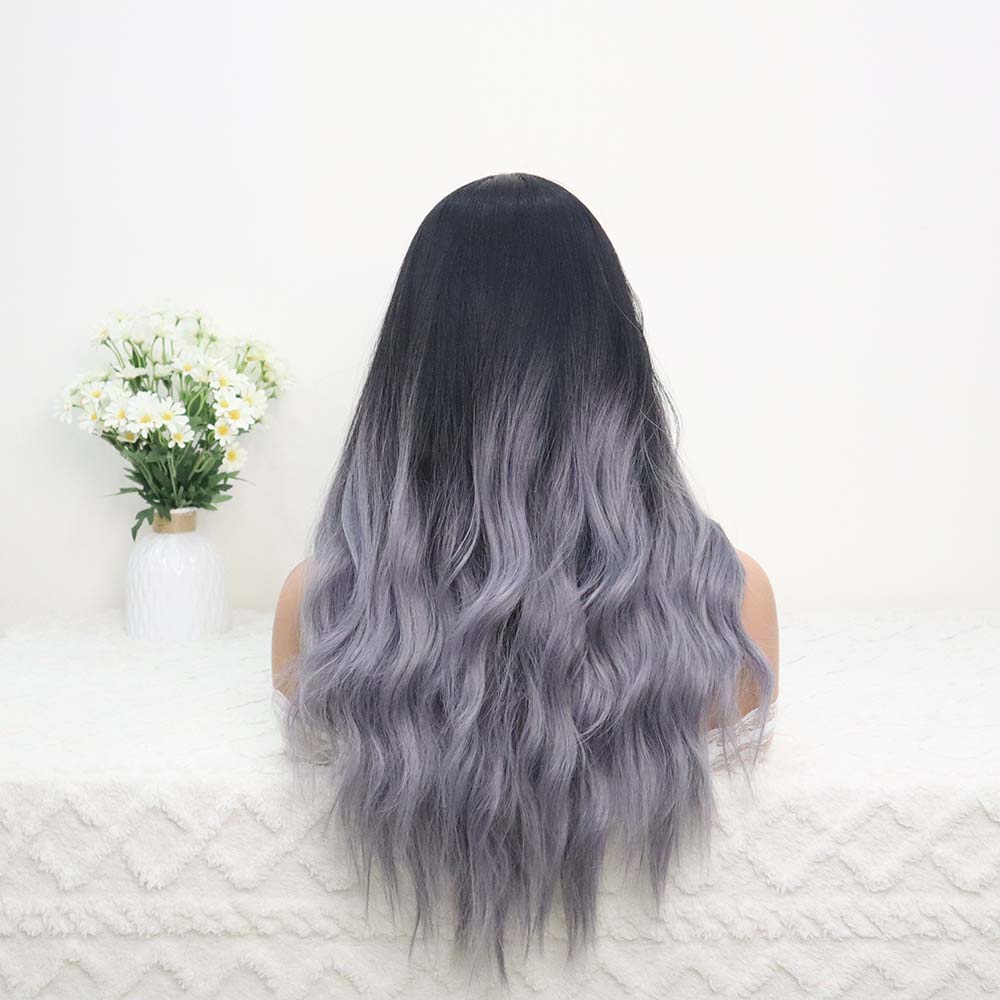 grey highlight long wave wig