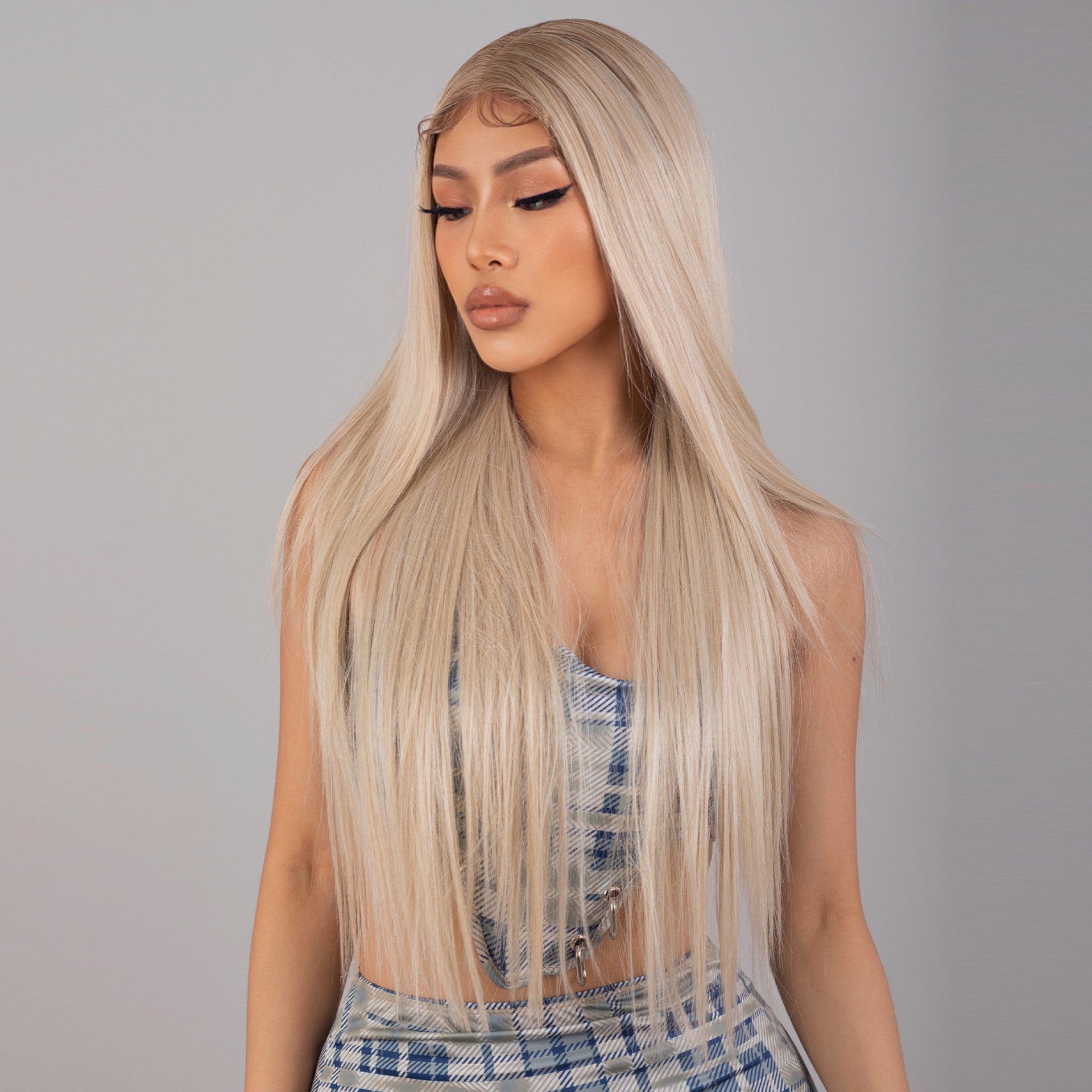 White Blonde Long Straight Wig