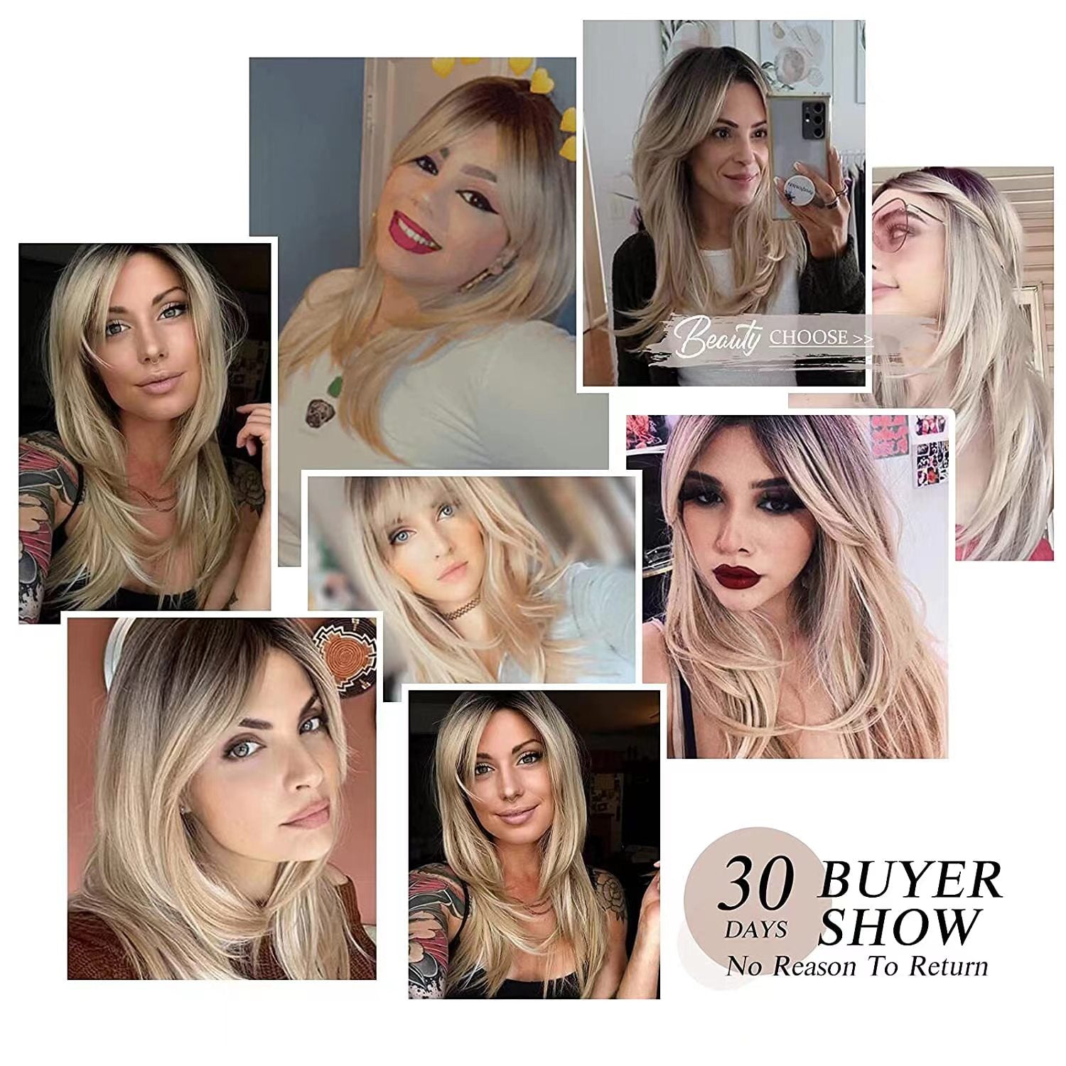 Blonde highlight long wig