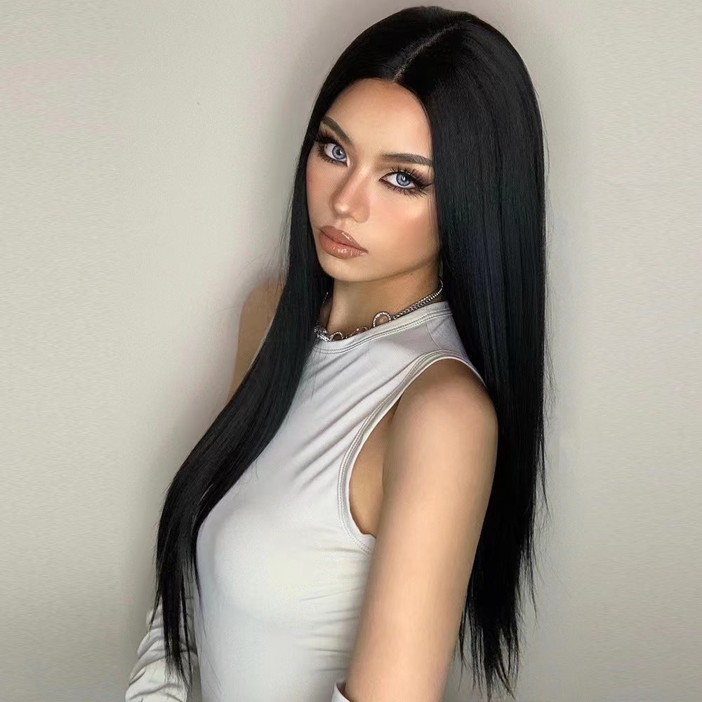 Black Straight Front Lace Wig