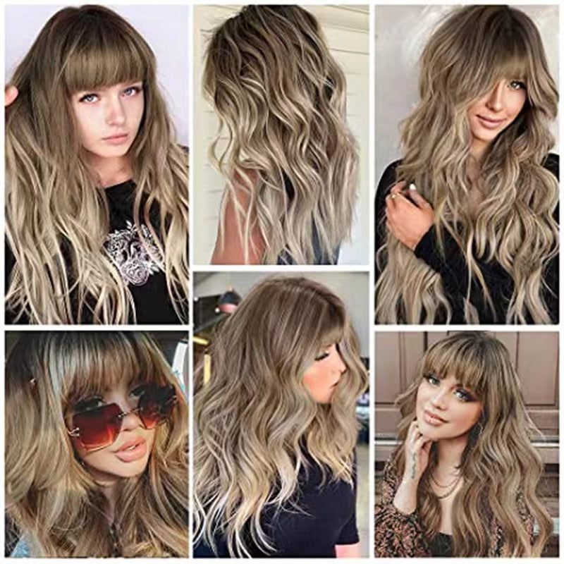 Blonde Long Wave Wig with Bangs