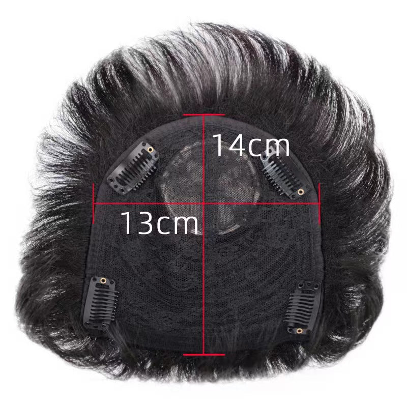 Man Short Real Human Hair Topper Toupee