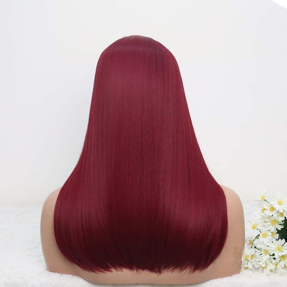 Red Straight Wig with Bangs