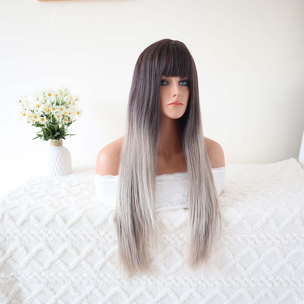 Grey mixed White Blonde Straight Wig Emma