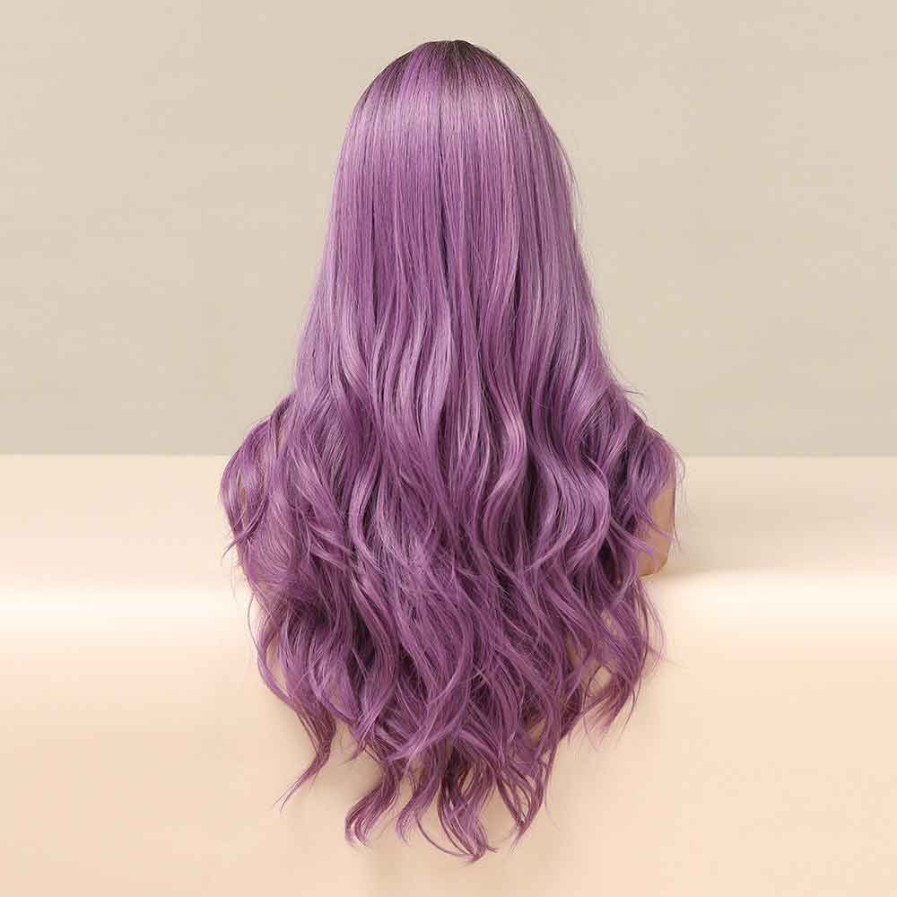 cosplay purple long wave wig