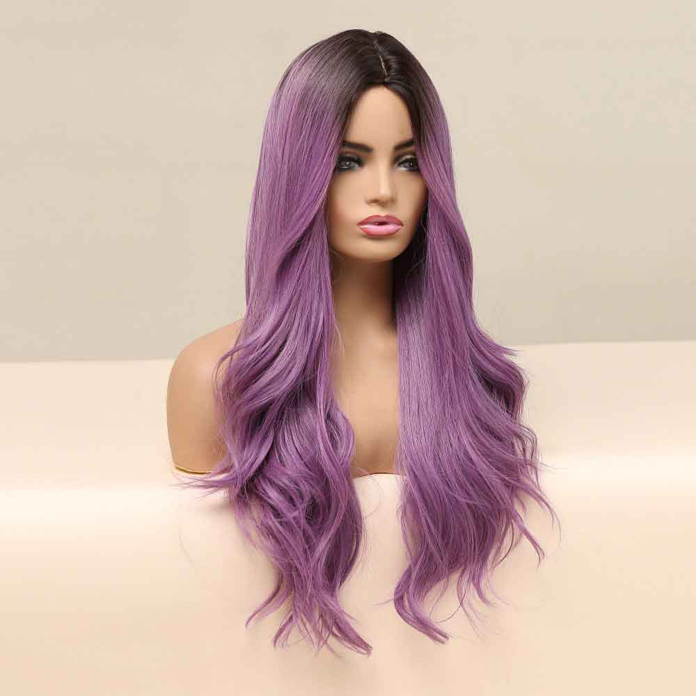 cosplay purple long wave wig