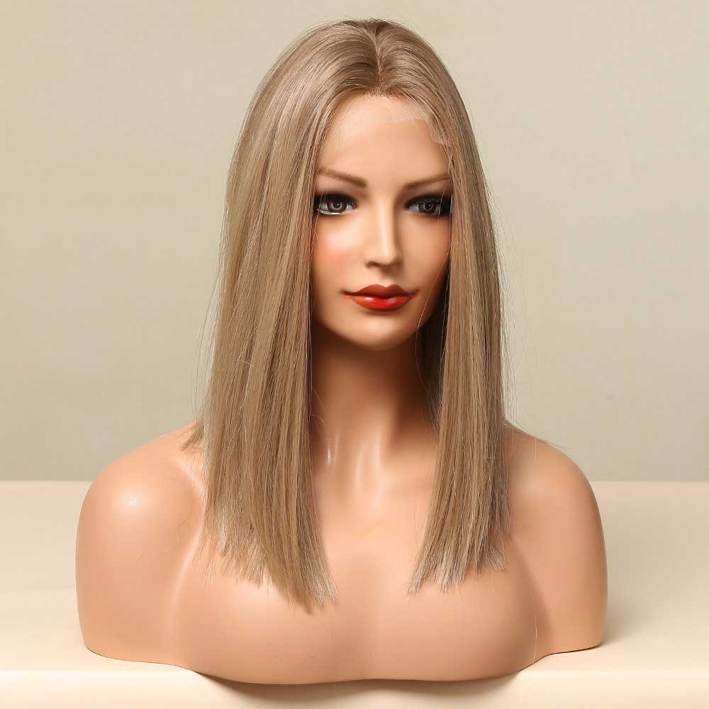 Brown Short Straight Front Lace Wig