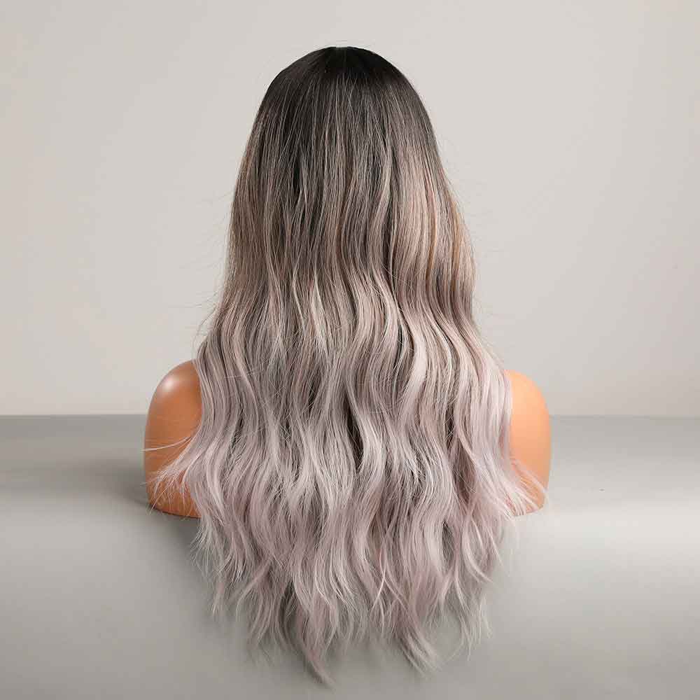 Grey long highlight wave wig