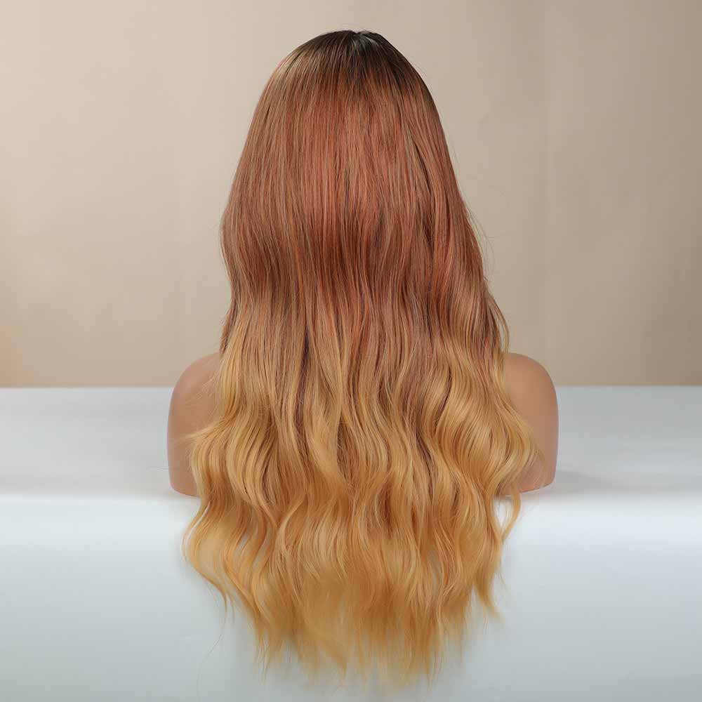 Blonde long highlight and brown wave wig