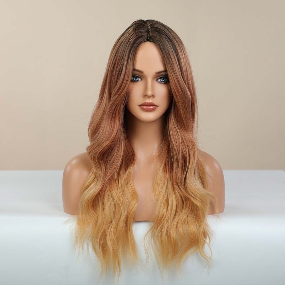 Blonde long highlight and brown wave wig