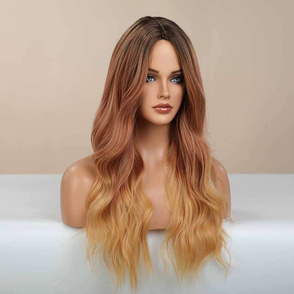 Blonde long highlight and brown wave wig