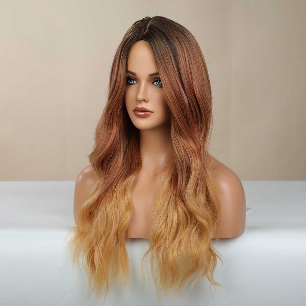 Blonde long highlight and brown wave wig